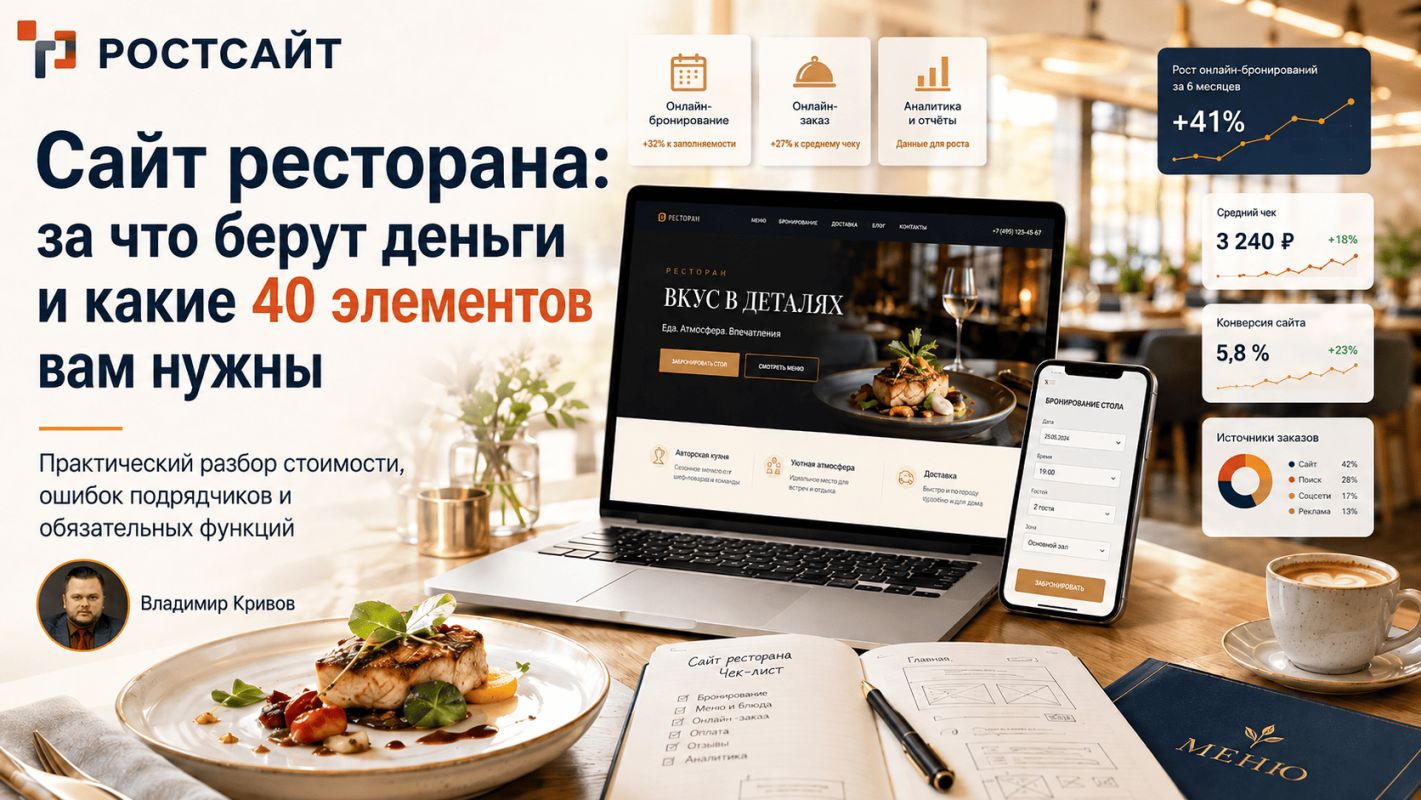 Сайт ресторана: за что берут деньги и какие 40 элементов вам нужны
